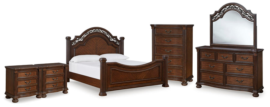 Lavinton Poster Bed, Dresser, Mirror, Chest and 2 Nightstands