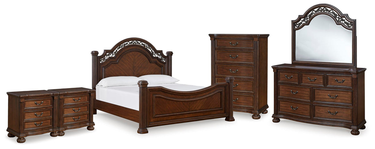 Lavinton Poster Bed, Dresser, Mirror, Chest and 2 Nightstands