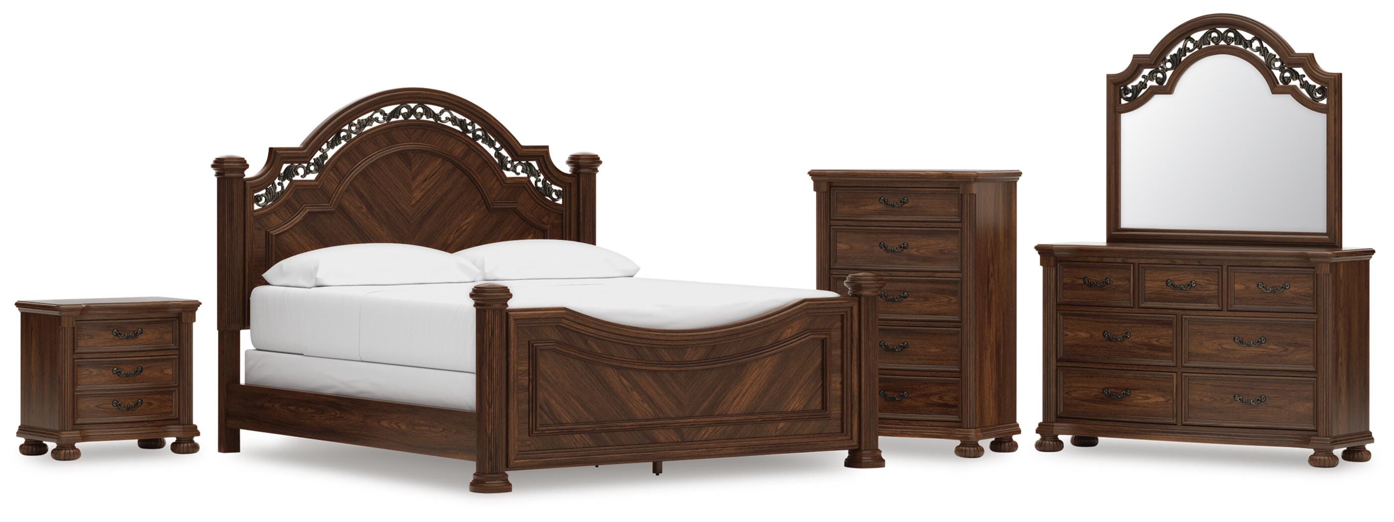 Lavinton Poster Bed, Dresser, Mirror, Chest and Nightstand