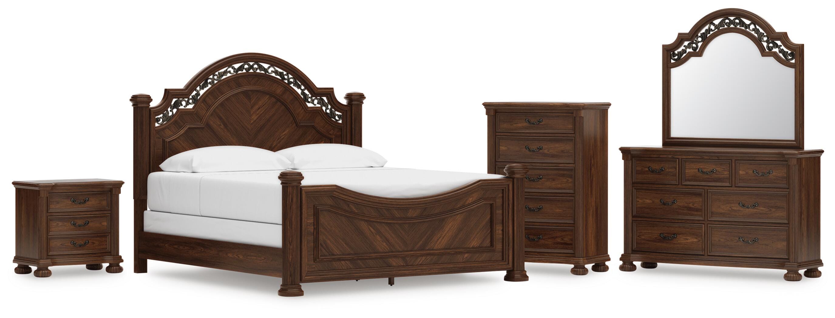 Lavinton Poster Bed, Dresser, Mirror, Chest and Nightstand