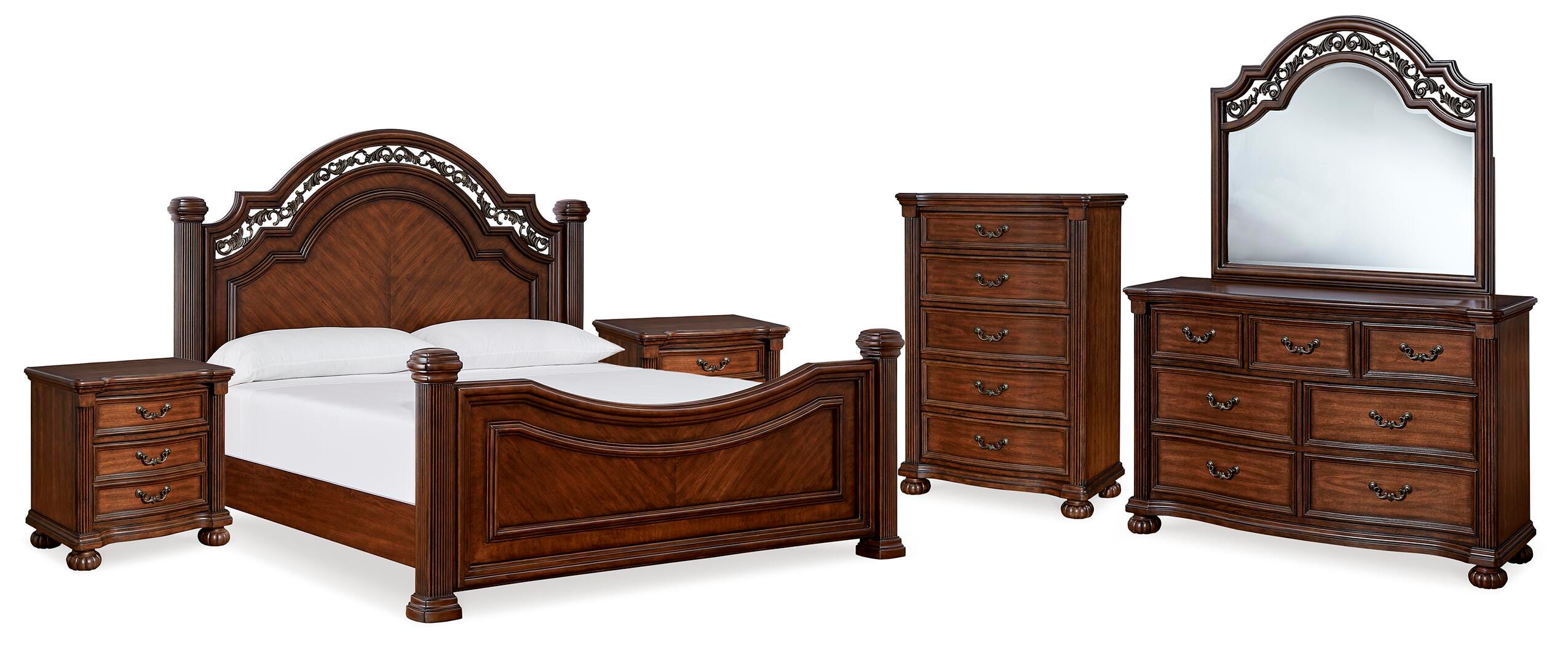 Lavinton Poster Bed, Dresser, Mirror, Chest and 2 Nightstands