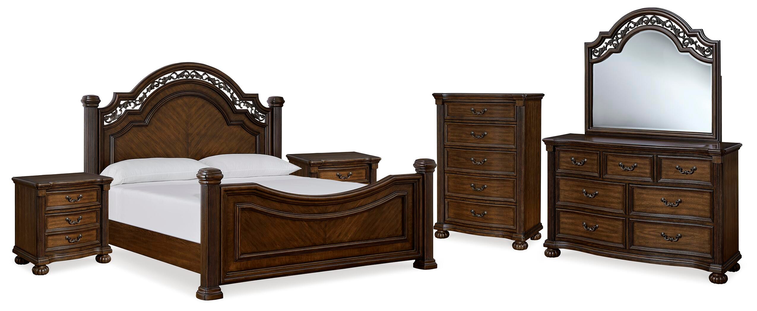 Lavinton Poster Bed, Dresser, Mirror, Chest and 2 Nightstands