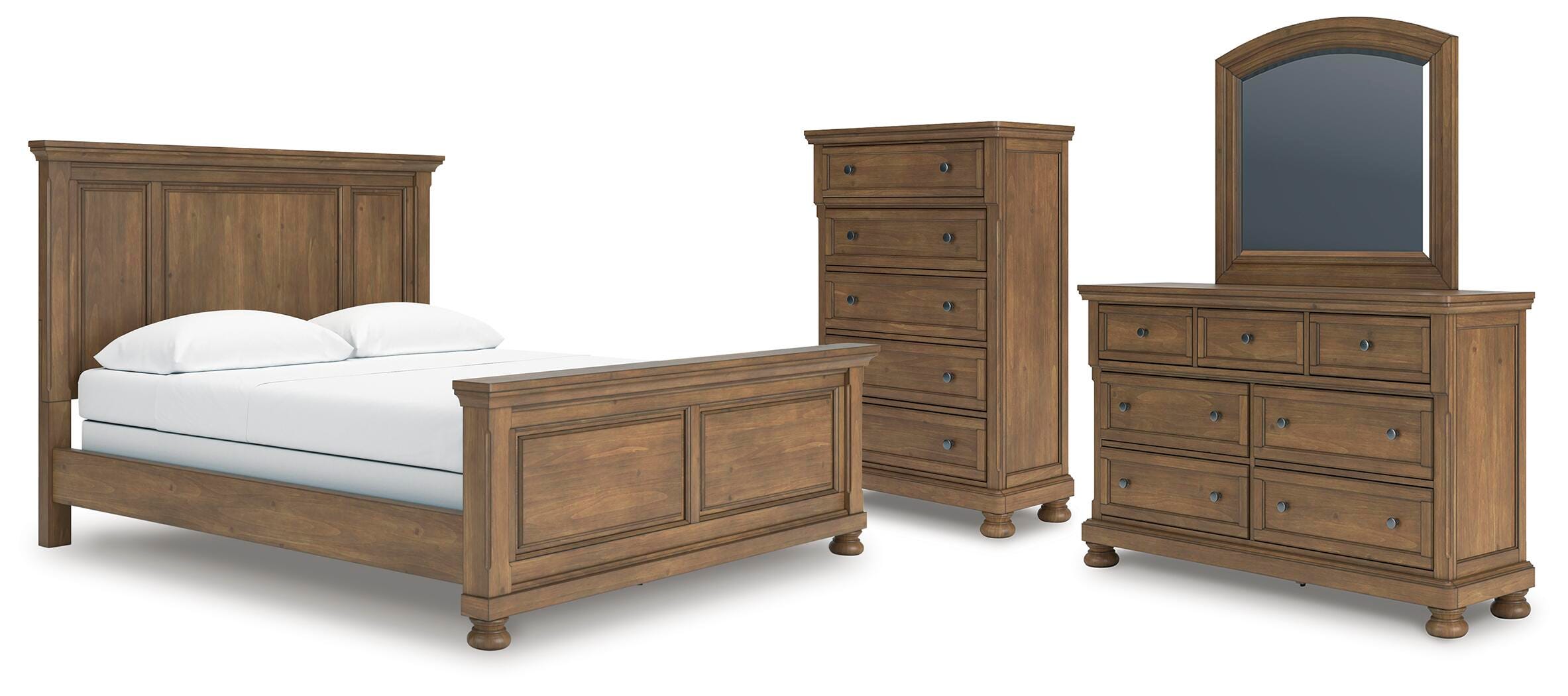 Feddinger Panel Bed with Mirrored Dresser and Chest