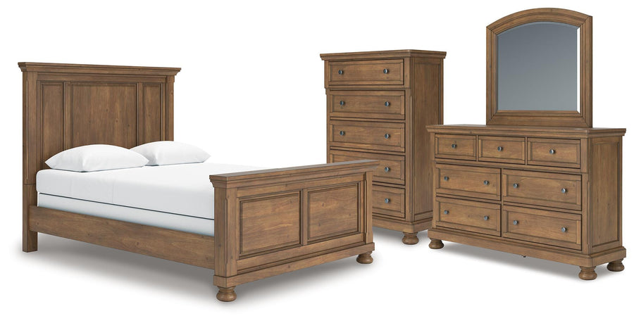 Feddinger Panel Bed with Mirrored Dresser and Chest