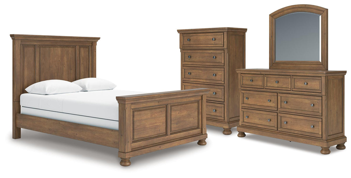 Feddinger Panel Bed with Mirrored Dresser and Chest