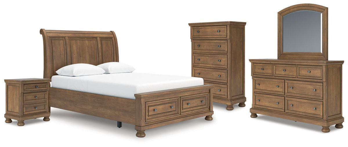 Feddinger Sleigh Bed, Dresser, Mirror, Chest and Nightstand