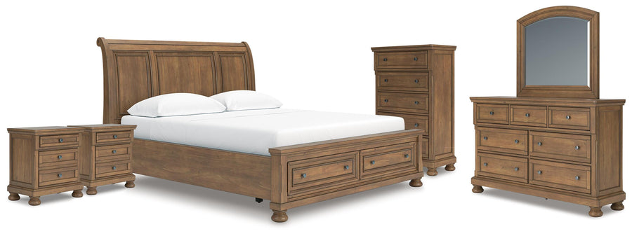 Feddinger Sleigh Bed, Dresser, Mirror, Chest and 2 Nightstands
