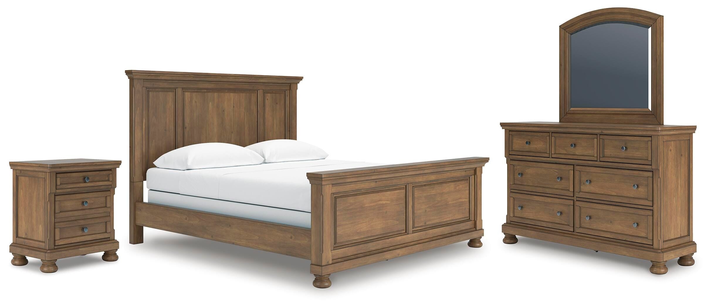 Feddinger Panel Bed with Mirrored Dresser and Nightstand