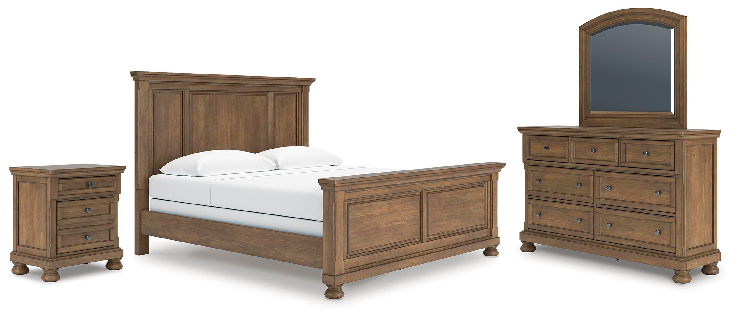 Feddinger Panel Bed with Mirrored Dresser and Nightstand