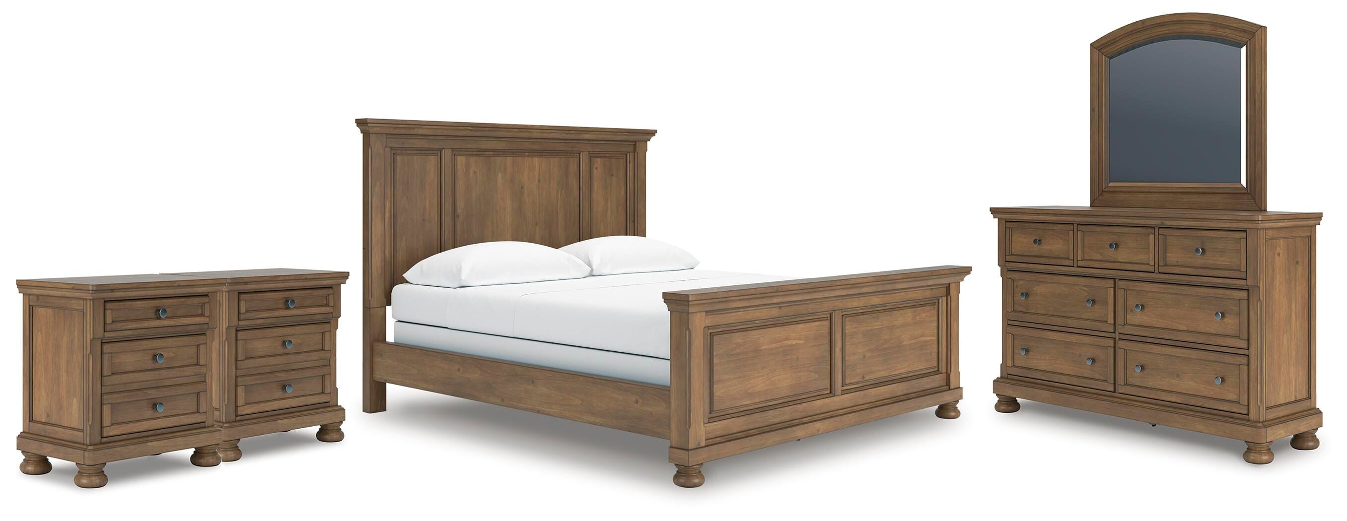 Feddinger Panel Bed with Mirrored Dresser and 2 Nightstands