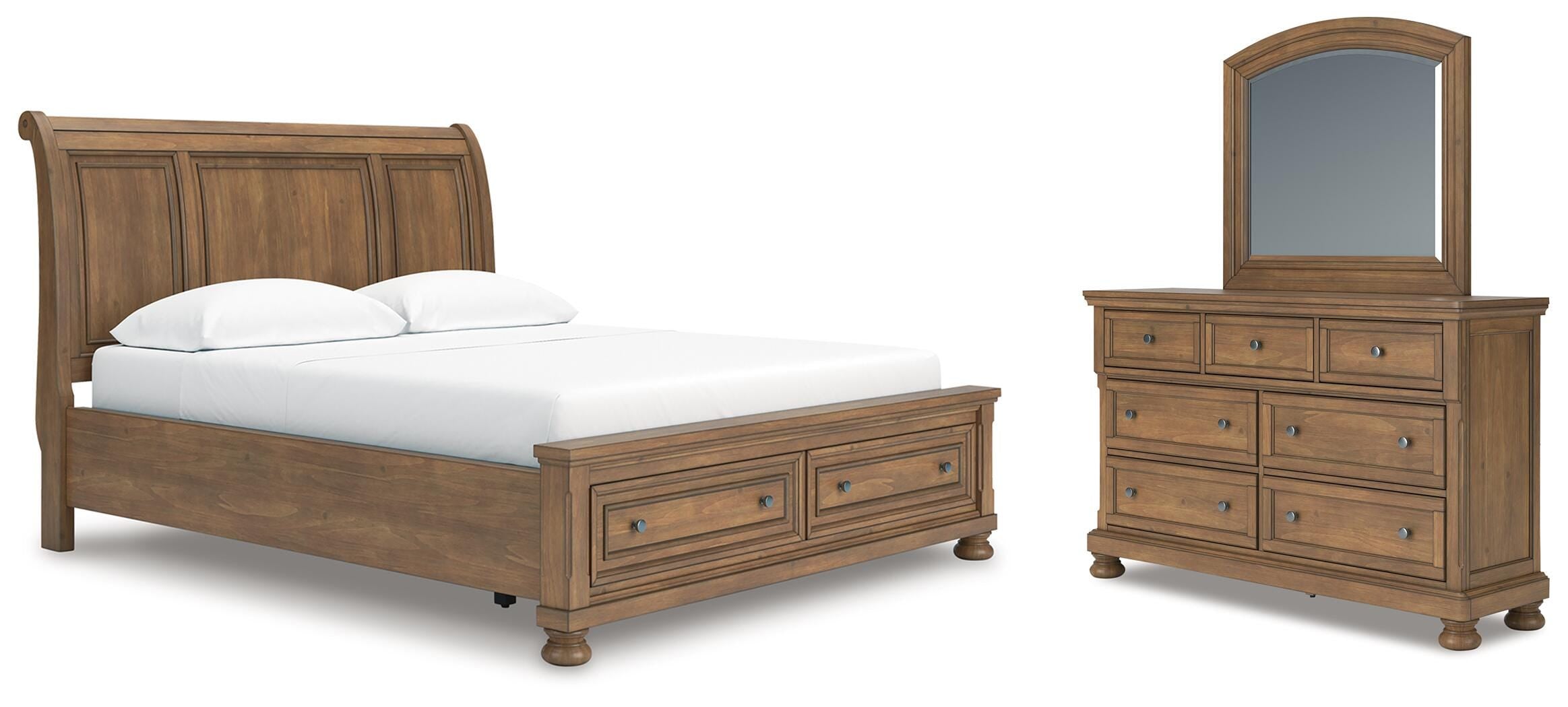Feddinger Sleigh Storage Bed, Dresser and Mirror