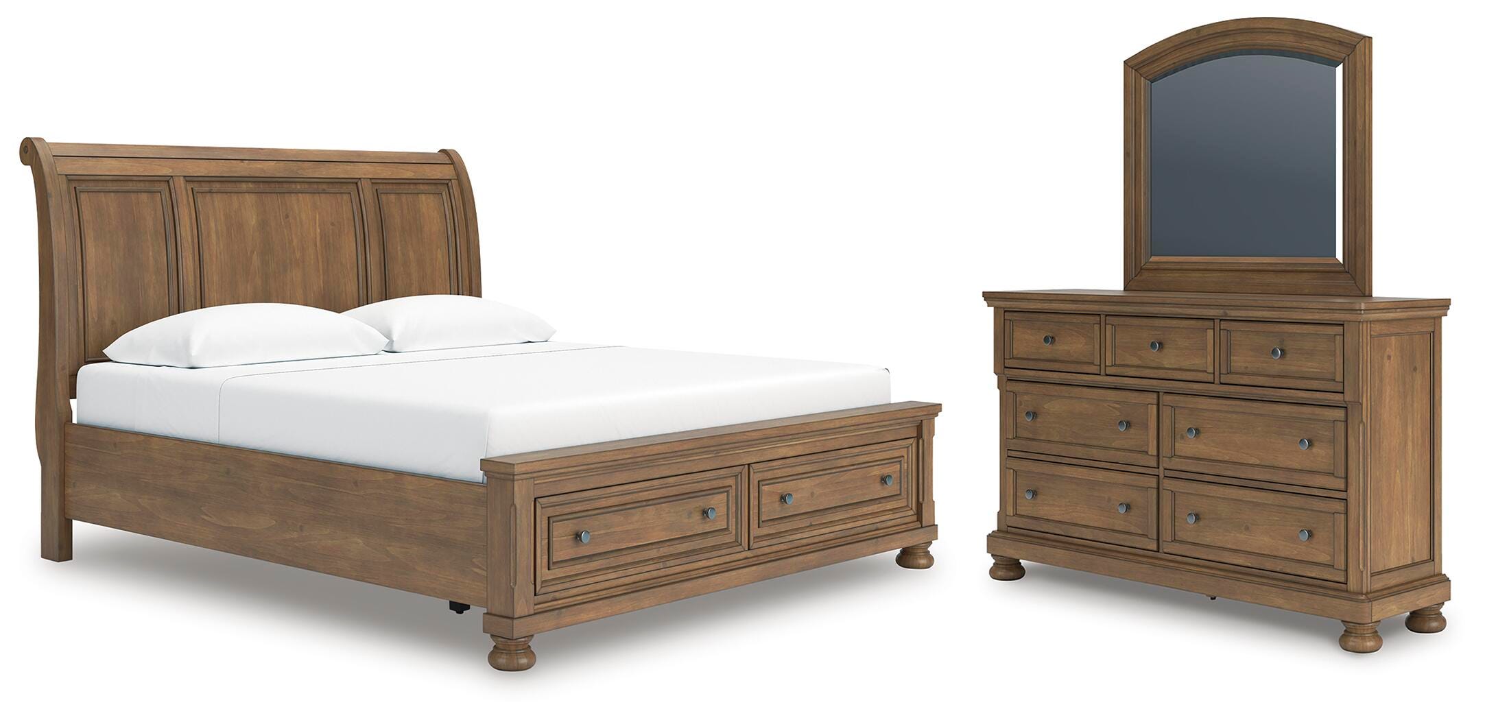 Feddinger Sleigh Storage Bed, Dresser and Mirror