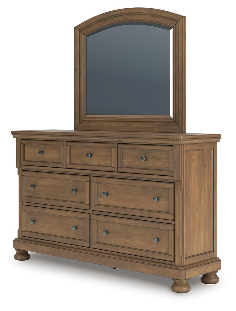 Feddinger Panel Bed with Mirrored Dresser and Nightstand