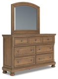 Feddinger Storage Sleigh Bed with Mirrored Dresser and Nightstand