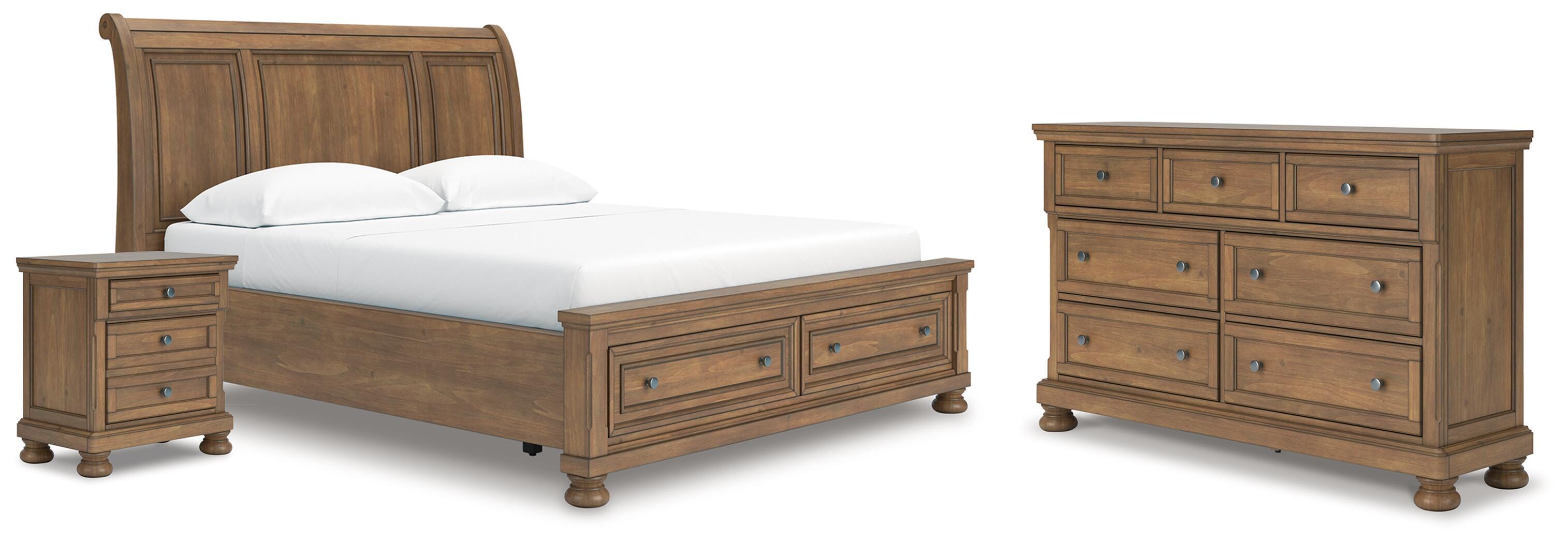 Feddinger Storage Sleigh Bed with Dresser and Nightstand