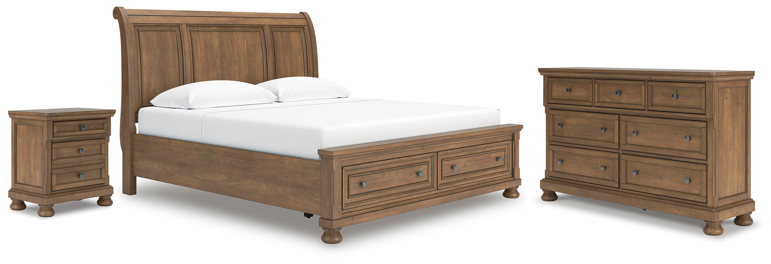 Feddinger Storage Sleigh Bed with Dresser and Nightstand