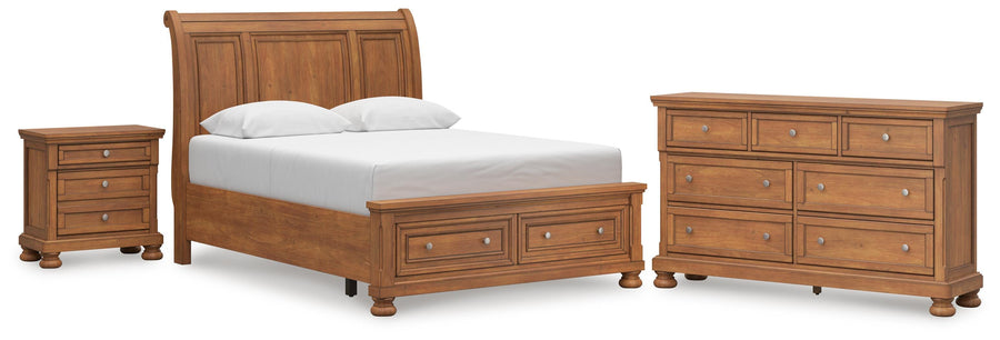 Feddinger Storage Sleigh Bed with Dresser and Nightstand