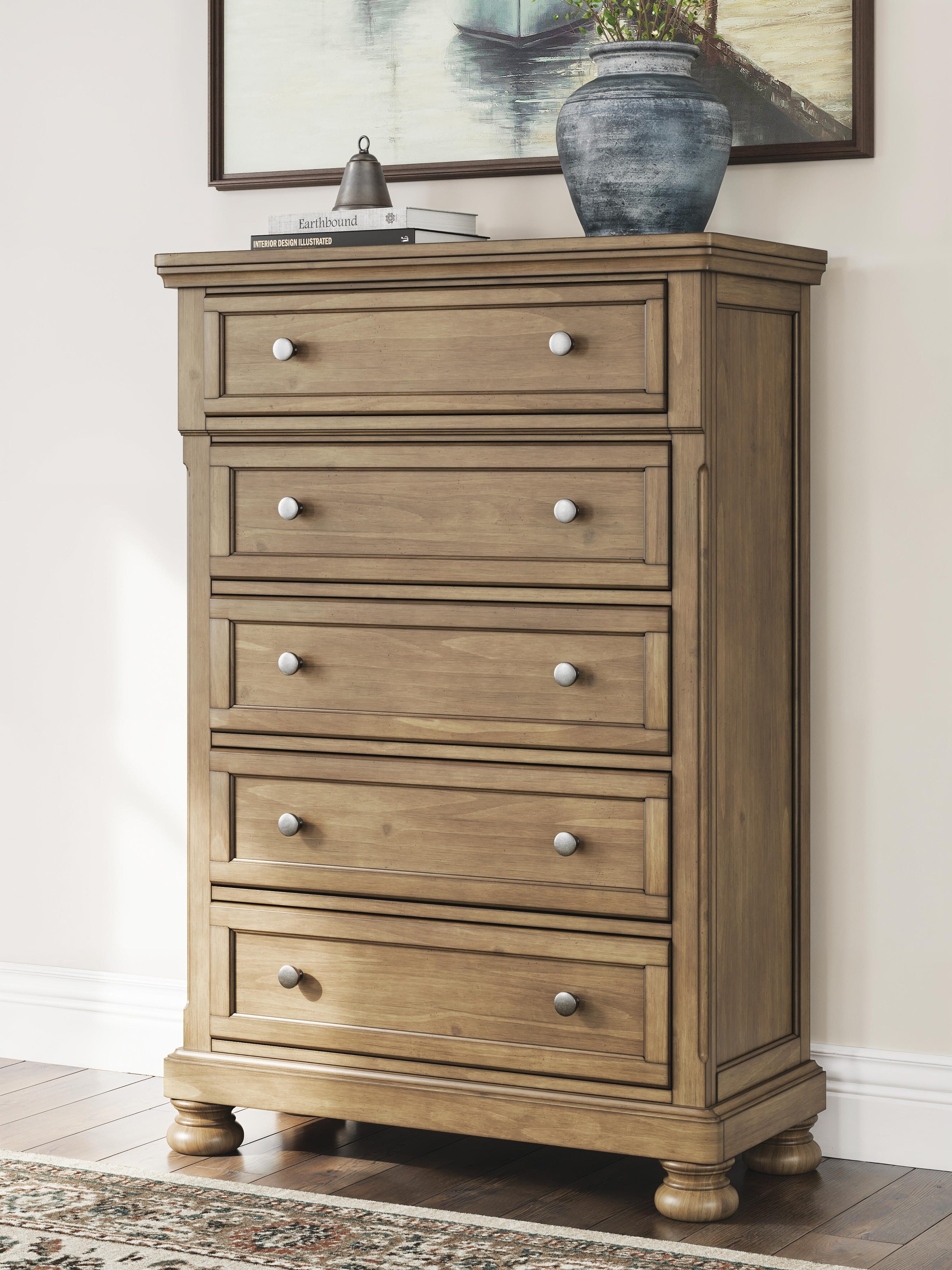 Feddinger Storage Sleigh Bed with Mirrored Dresser, Chest and Nightstand