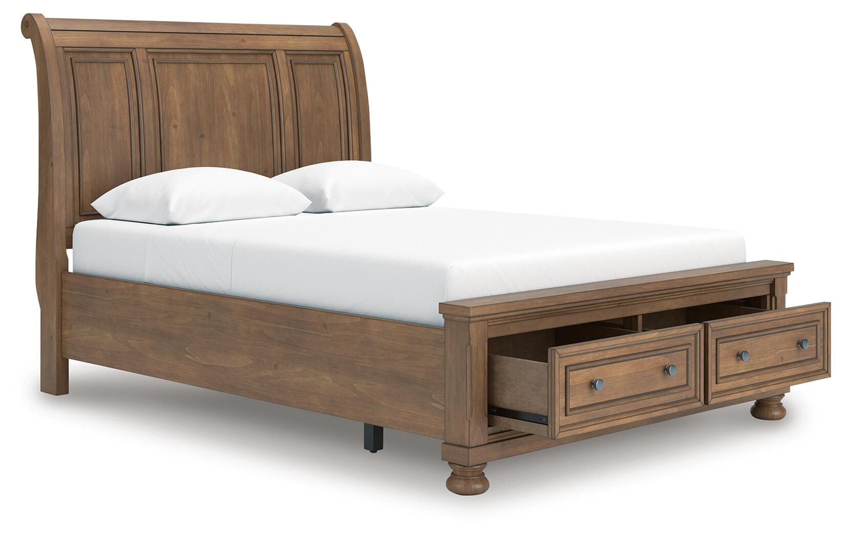 Feddinger Storage Sleigh Bed with Mirrored Dresser and 2 Nightstands