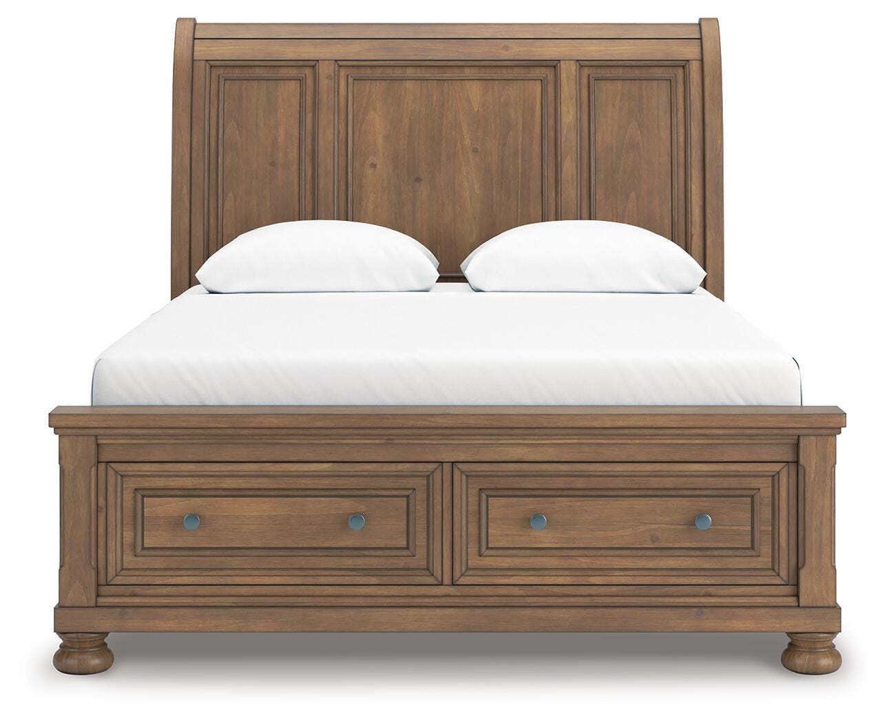 Feddinger Storage Sleigh Bed with Mirrored Dresser and 2 Nightstands