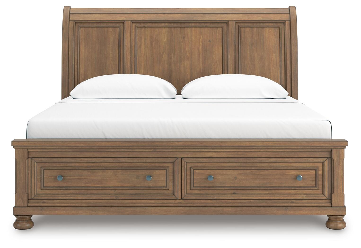 Feddinger Storage Sleigh Bed with Mirrored Dresser and Nightstand