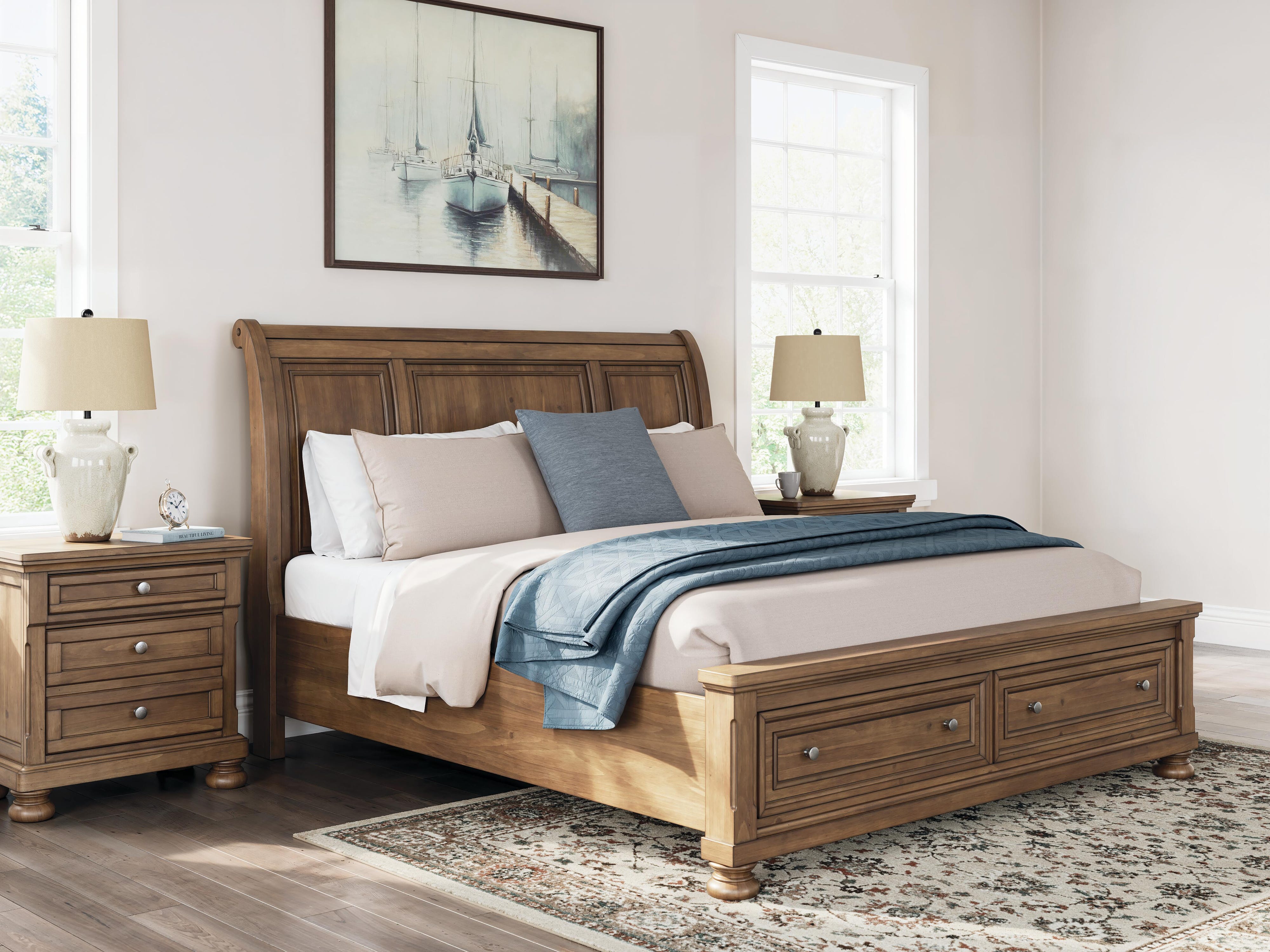 Feddinger Sleigh Storage Bed, Dresser and Mirror