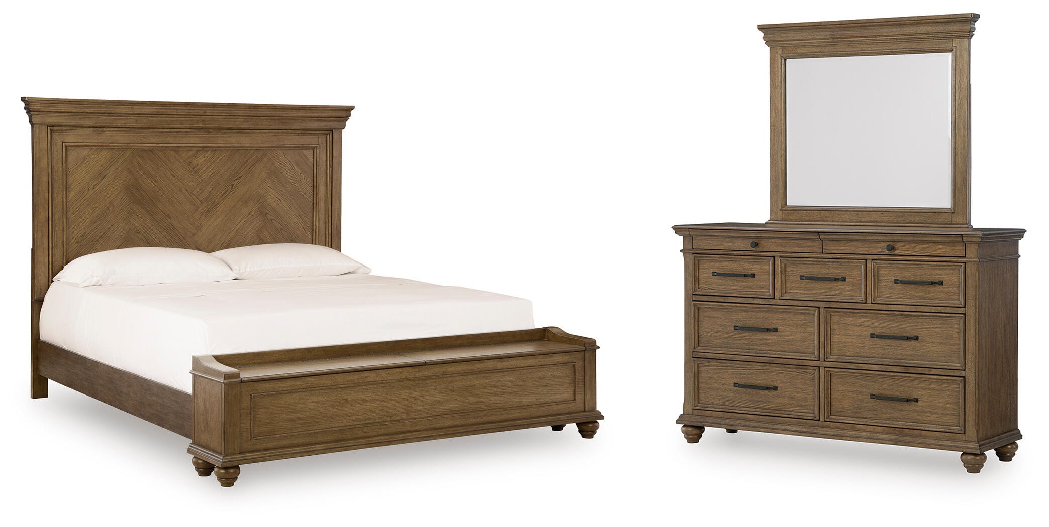 Karallin Panel Storage Bed, Dresser and Mirror