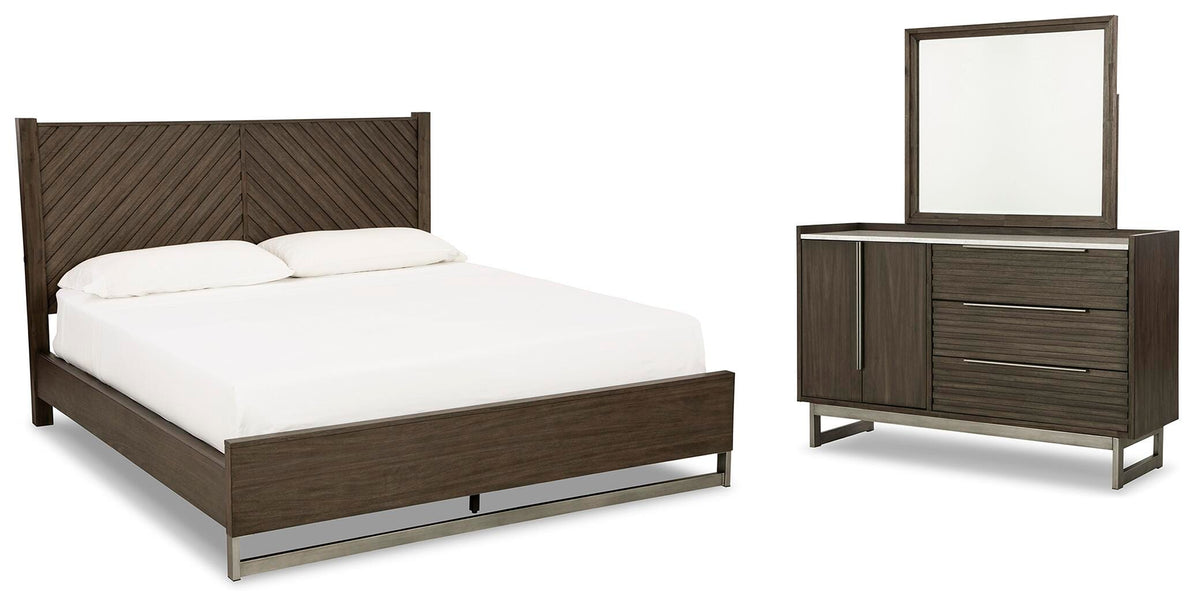 Arkenton Panel Bed with Mirrored Dresser