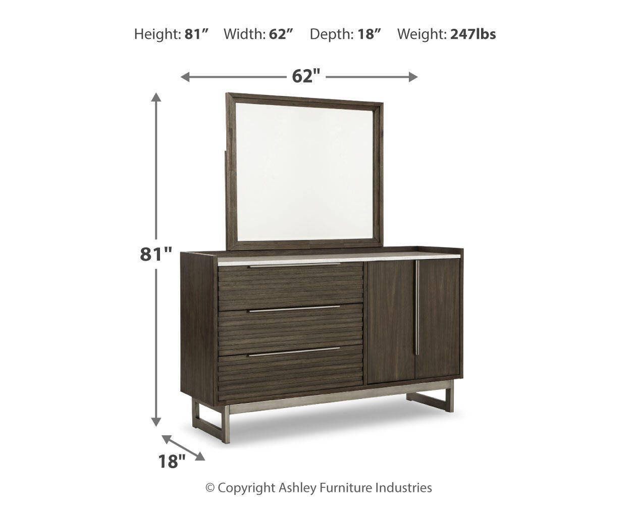Arkenton Panel Bed with Mirrored Dresser