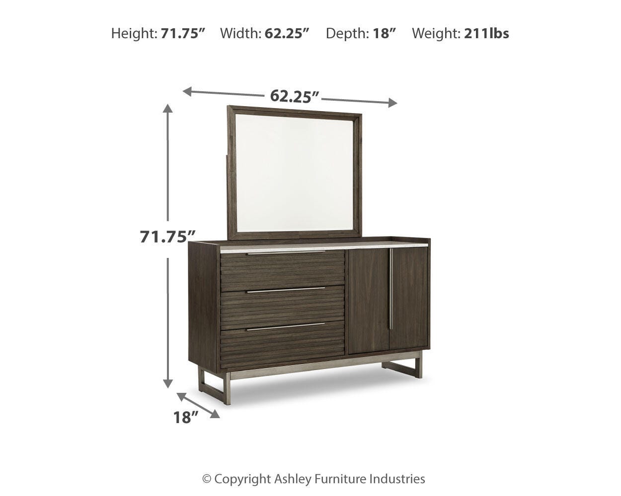Arkenton Panel Bed with Mirrored Dresser and 2 Nightstands