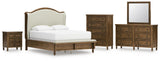 Sturlayne Upholstered Panel Bed, Dresser, Mirror, Chest and Nightstand