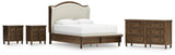 Sturlayne Upholstered Panel Bed, Dresser and 2 Nightstands