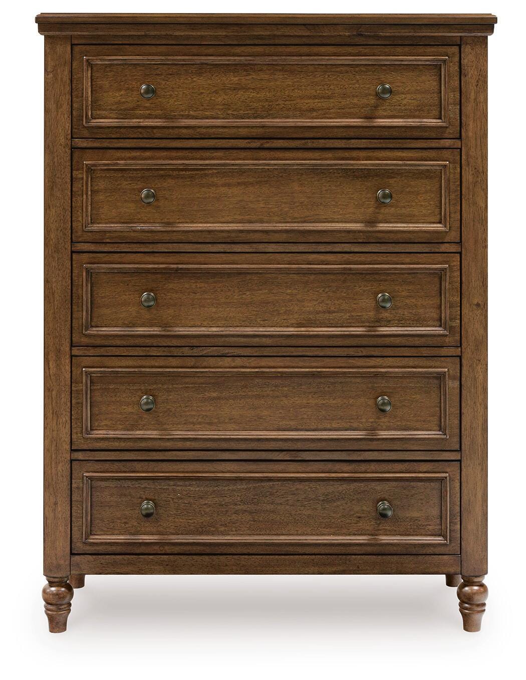 Sturlayne Upholstered Panel Bed, Dresser, Mirror and Chest