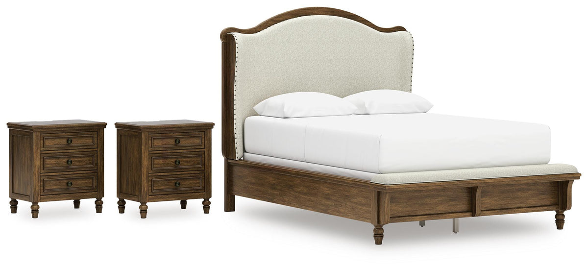 Sturlayne Upholstered Panel Bed and 2 Nightstands
