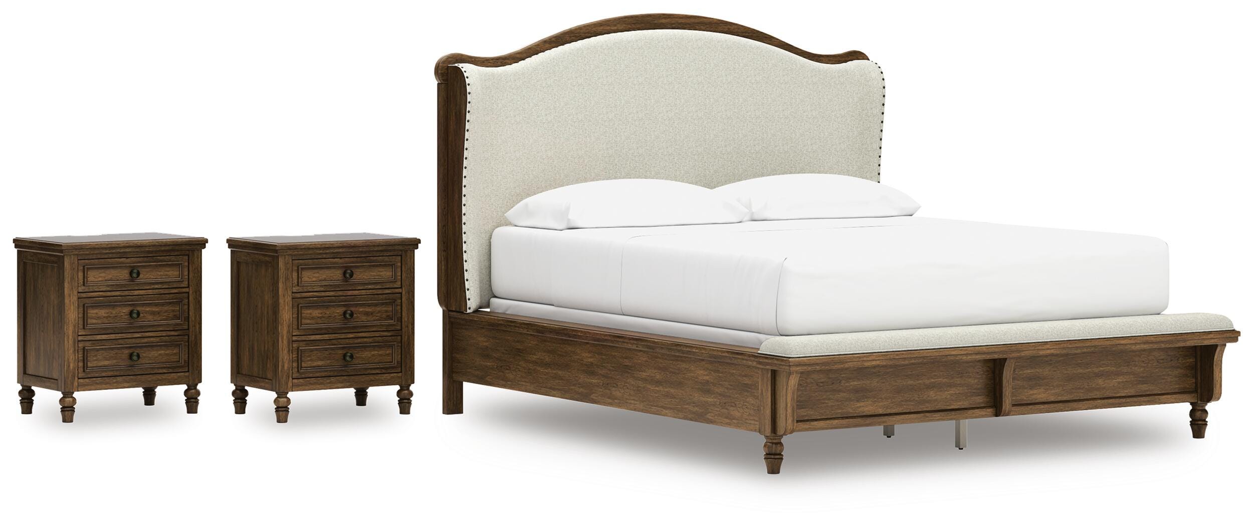 Sturlayne Upholstered Panel Bed and 2 Nightstands