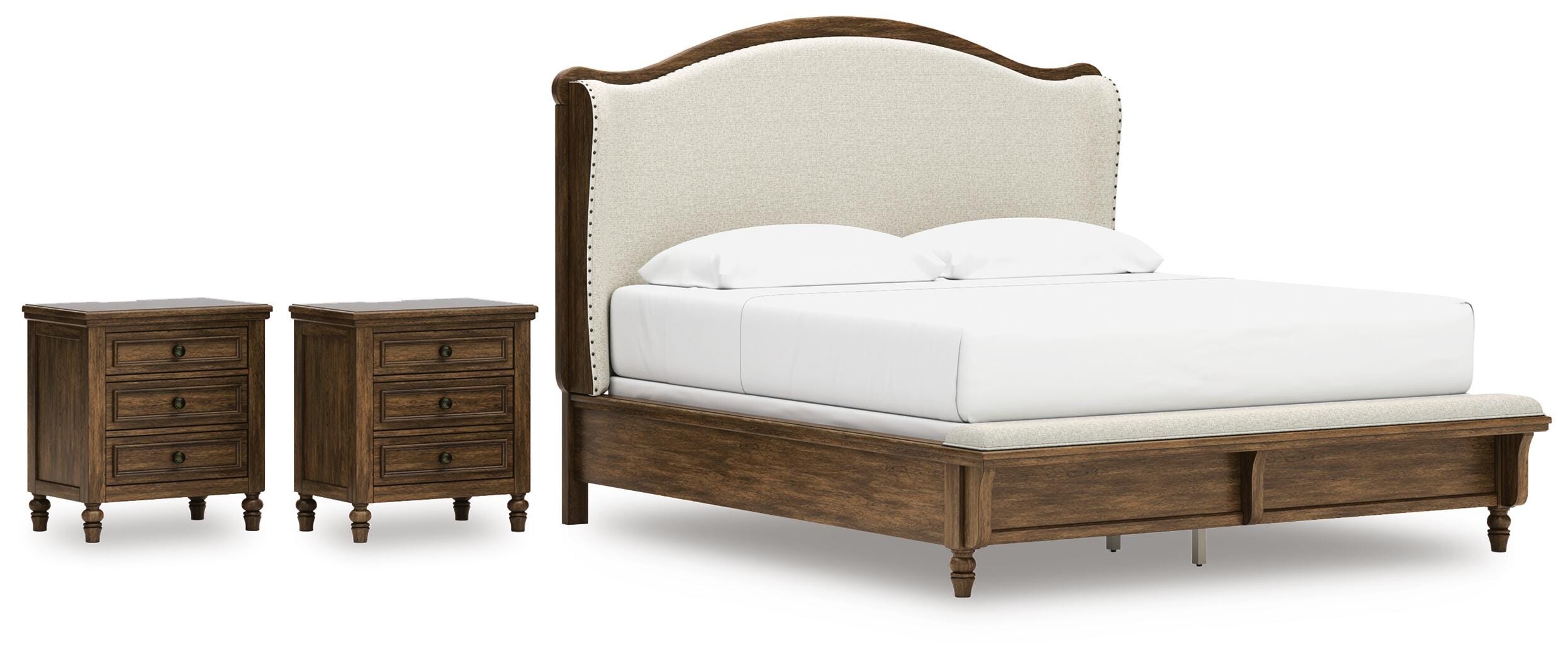 Sturlayne Upholstered Panel Bed and 2 Nightstands