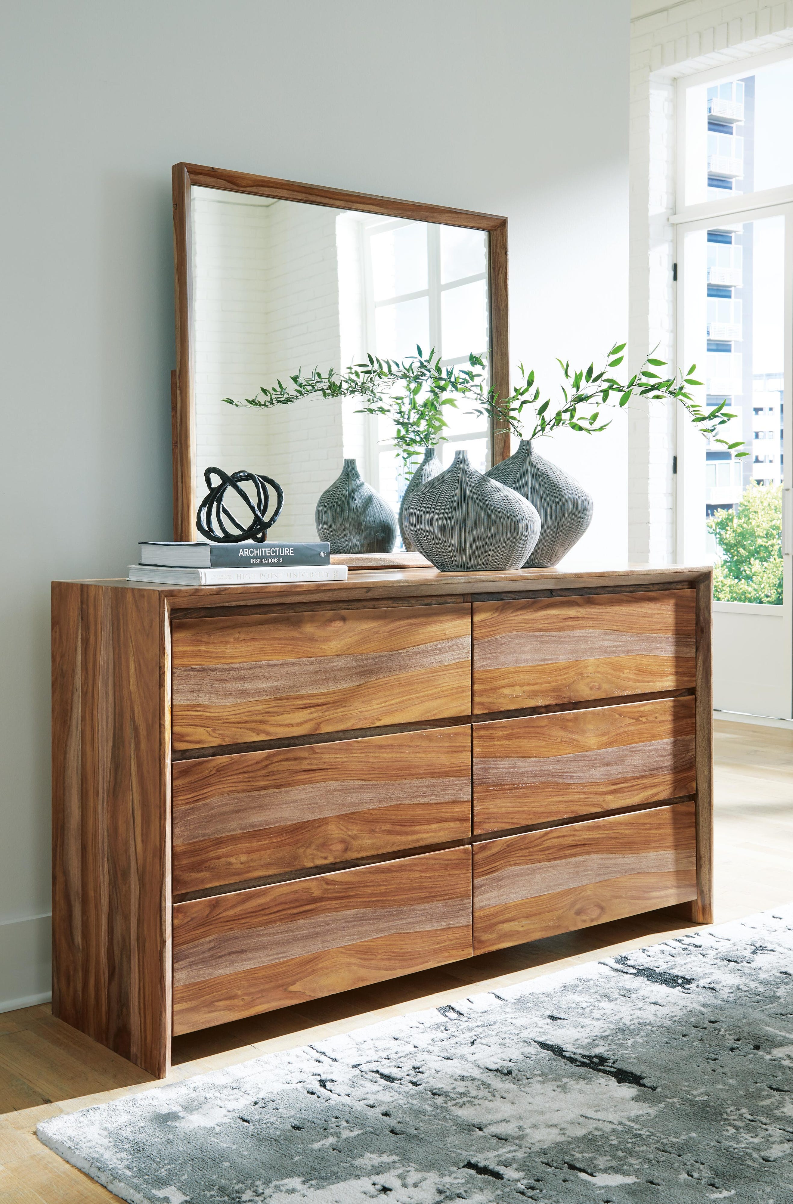 Dressonni Panel Bed, Dresser and Mirror