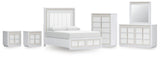 Chalanna Upholstered Storage Bed, Dresser, Mirror, Chest and 2 Nightstands