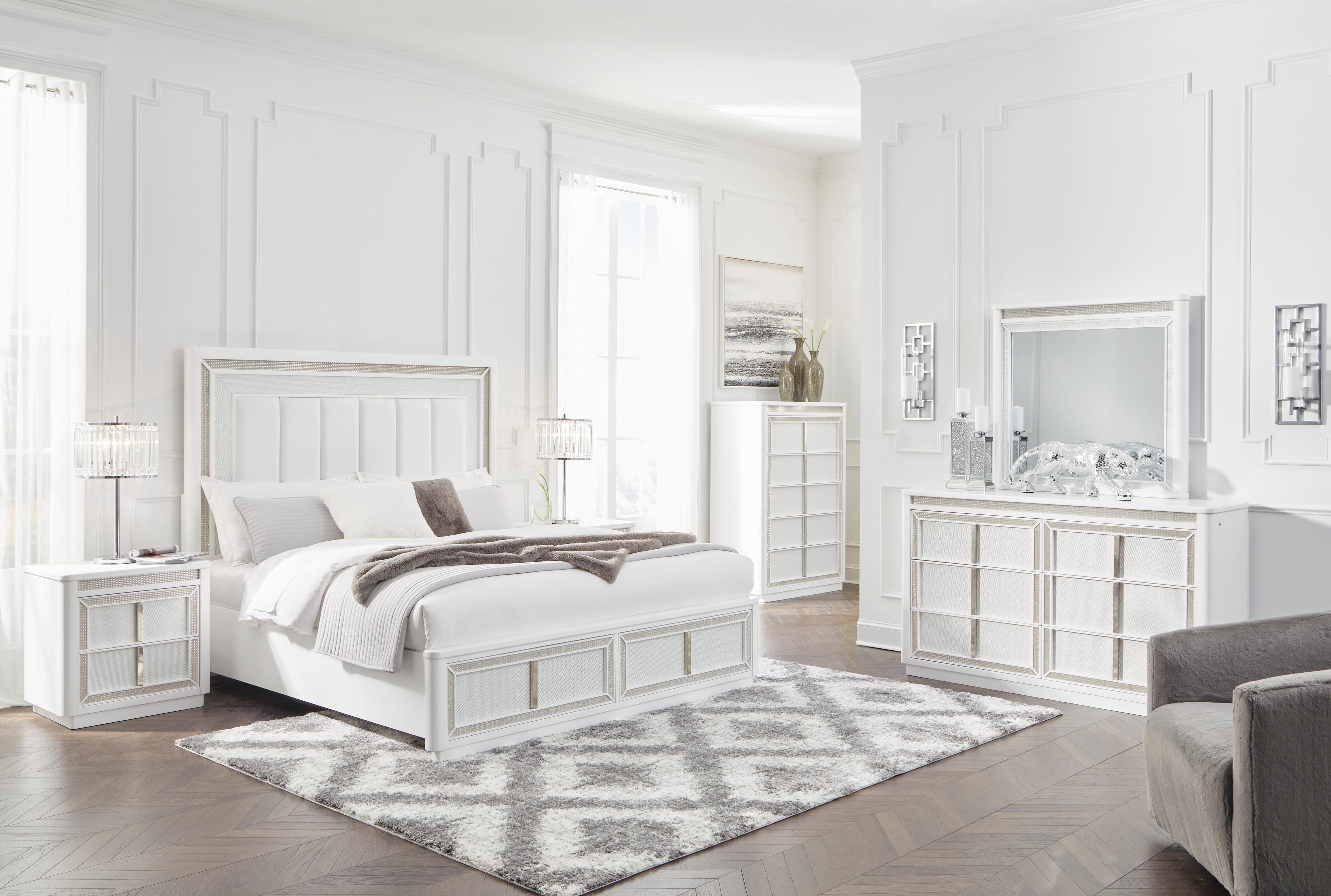 Chalanna Upholstered Storage Bed with Mirrored Dresser