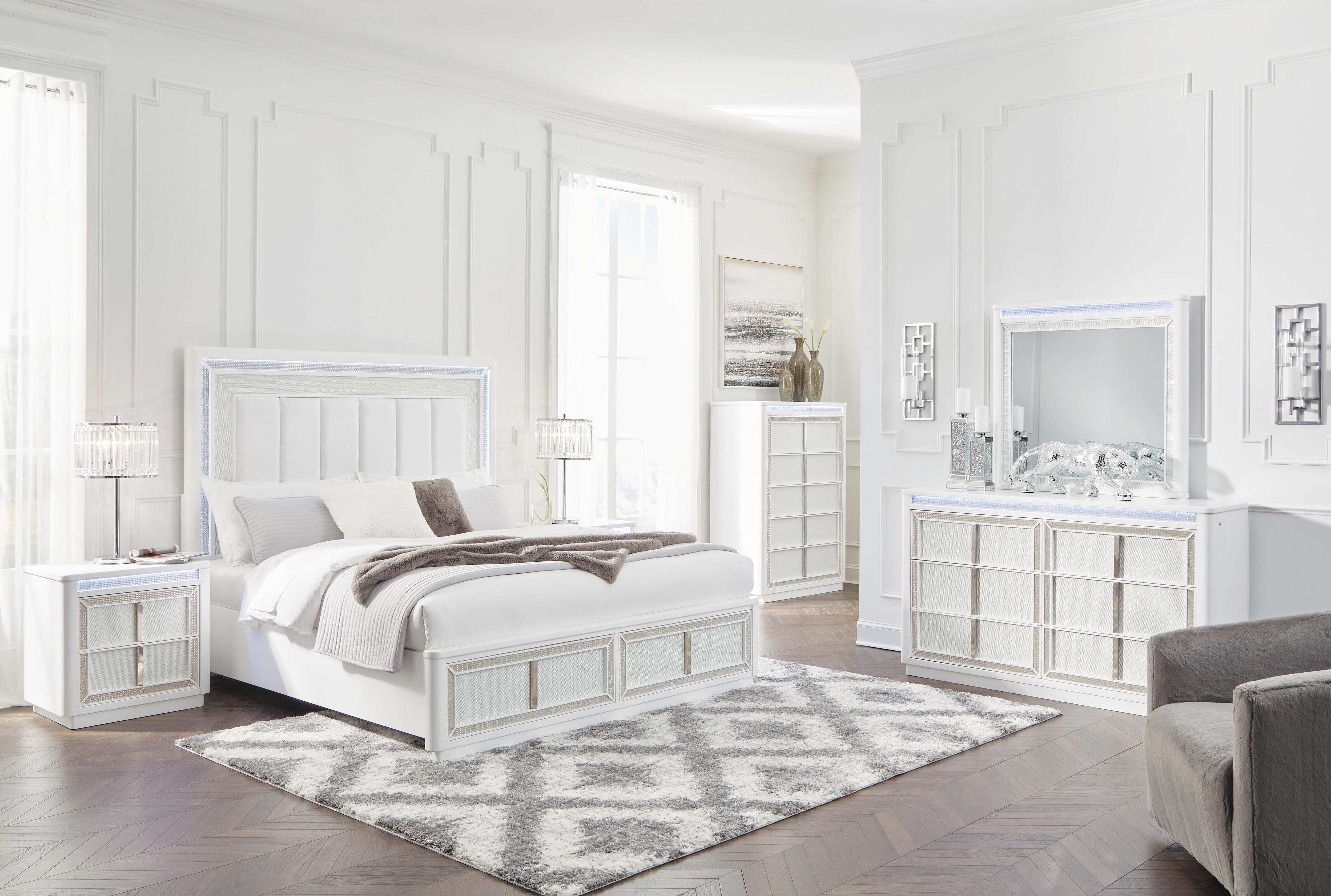 Chalanna Upholstered Storage Bed with Mirrored Dresser