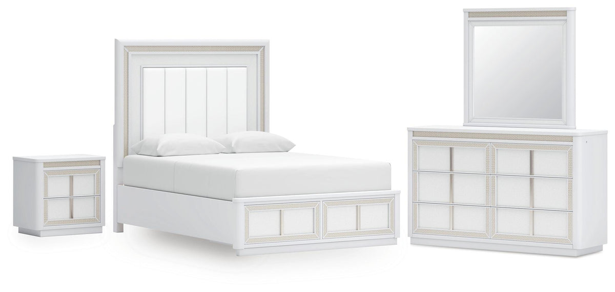 Chalanna Upholstered Storage Bed, Dresser, Mirror and Nightstand