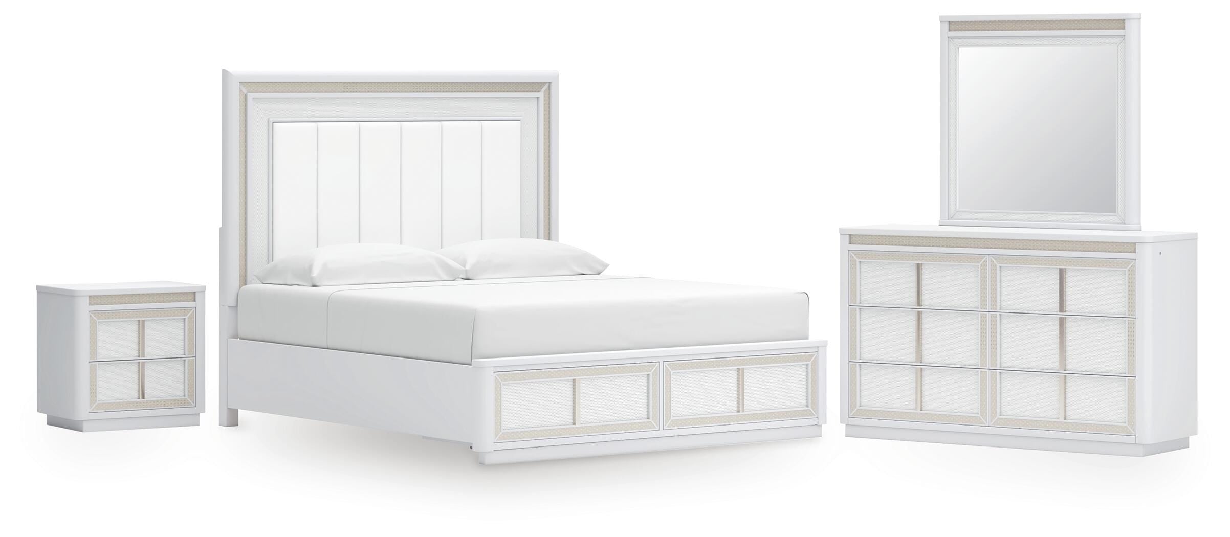 Chalanna Upholstered Storage Bed with Mirrored Dresser