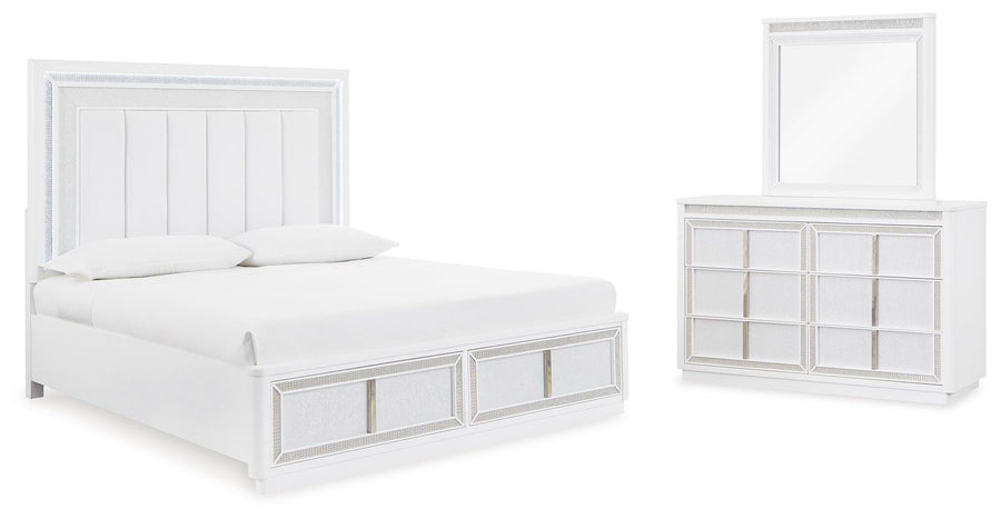 Chalanna Upholstered Storage Bed with Mirrored Dresser