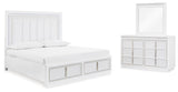Chalanna Upholstered Storage Bed with Mirrored Dresser