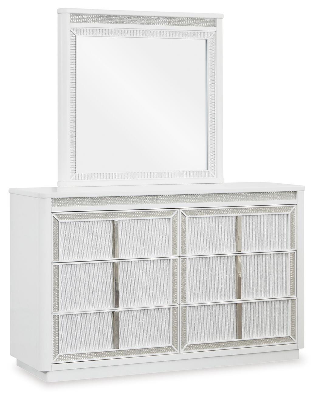 Chalanna Upholstered Storage Bed, Dresser, Mirror, Chest and Nightstand