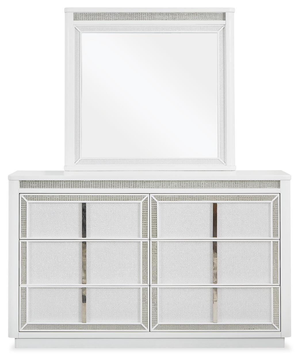 Chalanna Upholstered Storage Bed, Dresser, Mirror, Chest and 2 Nightstands