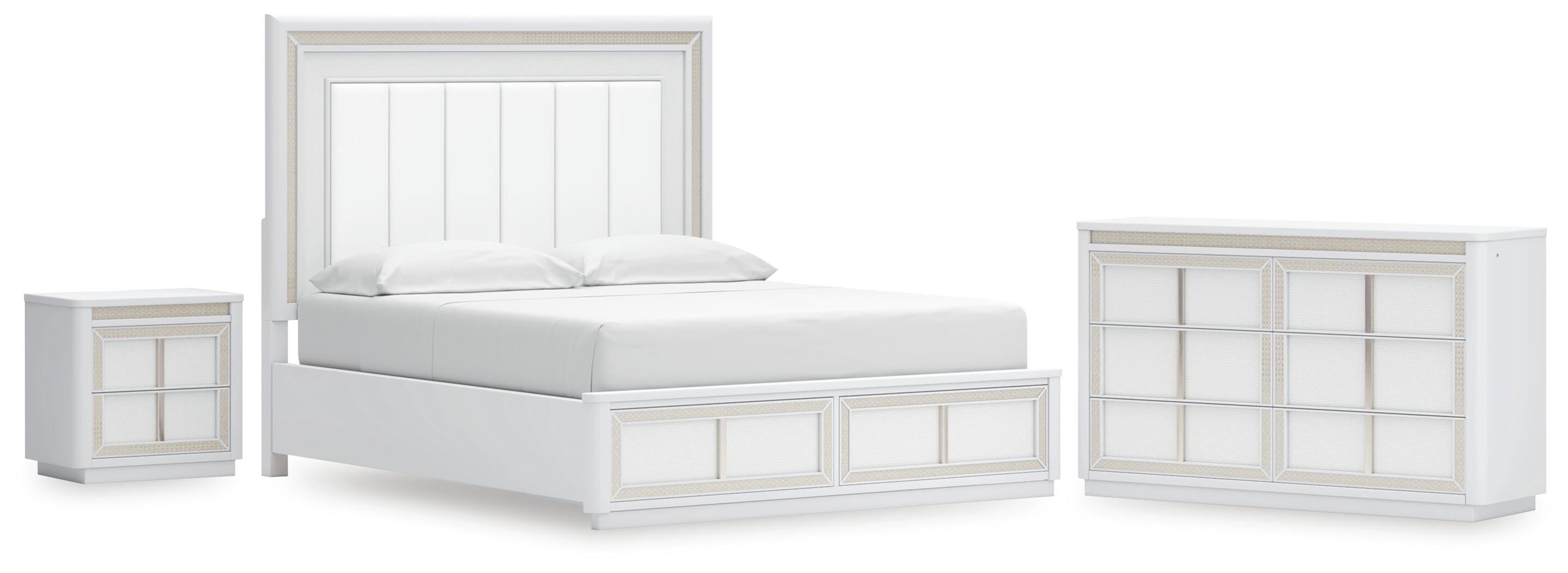 Chalanna Upholstered Storage Bed, Dresser and Nightstand