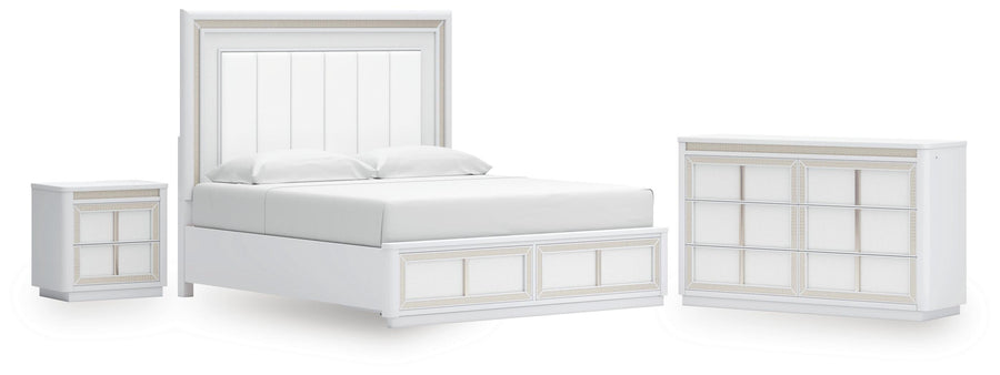 Chalanna Upholstered Storage Bed, Dresser and Nightstand