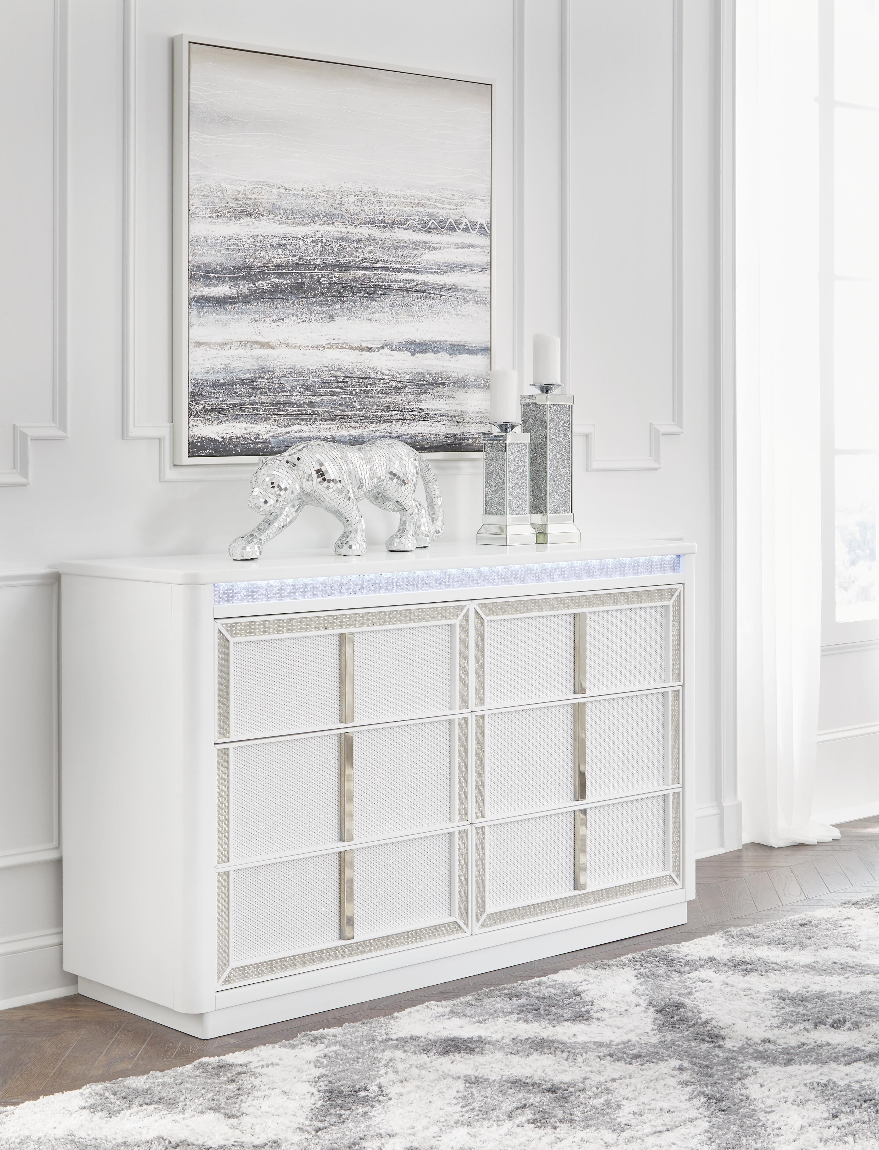 Chalanna Upholstered Storage Bed, Dresser and Nightstand