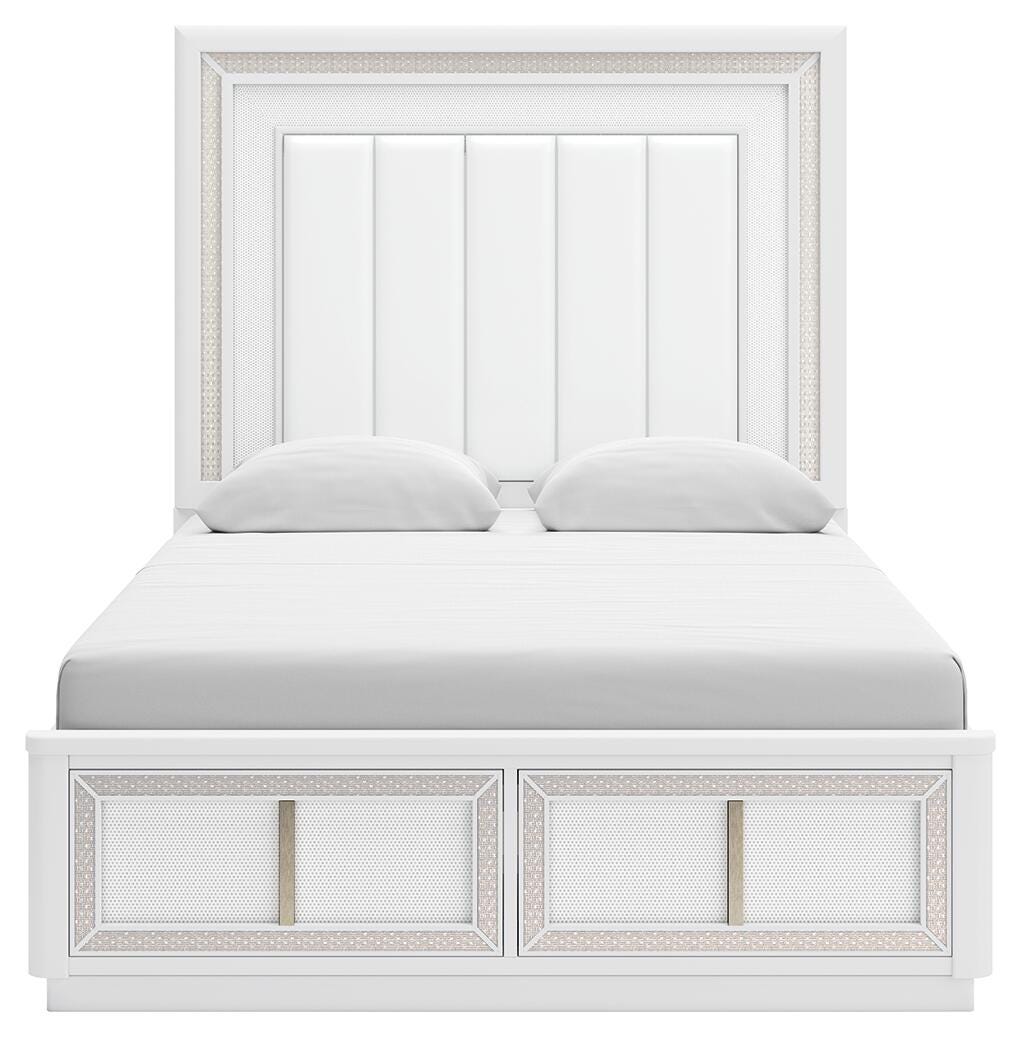 Chalanna Upholstered Storage Bed, Dresser, Mirror and 2 Nightstands